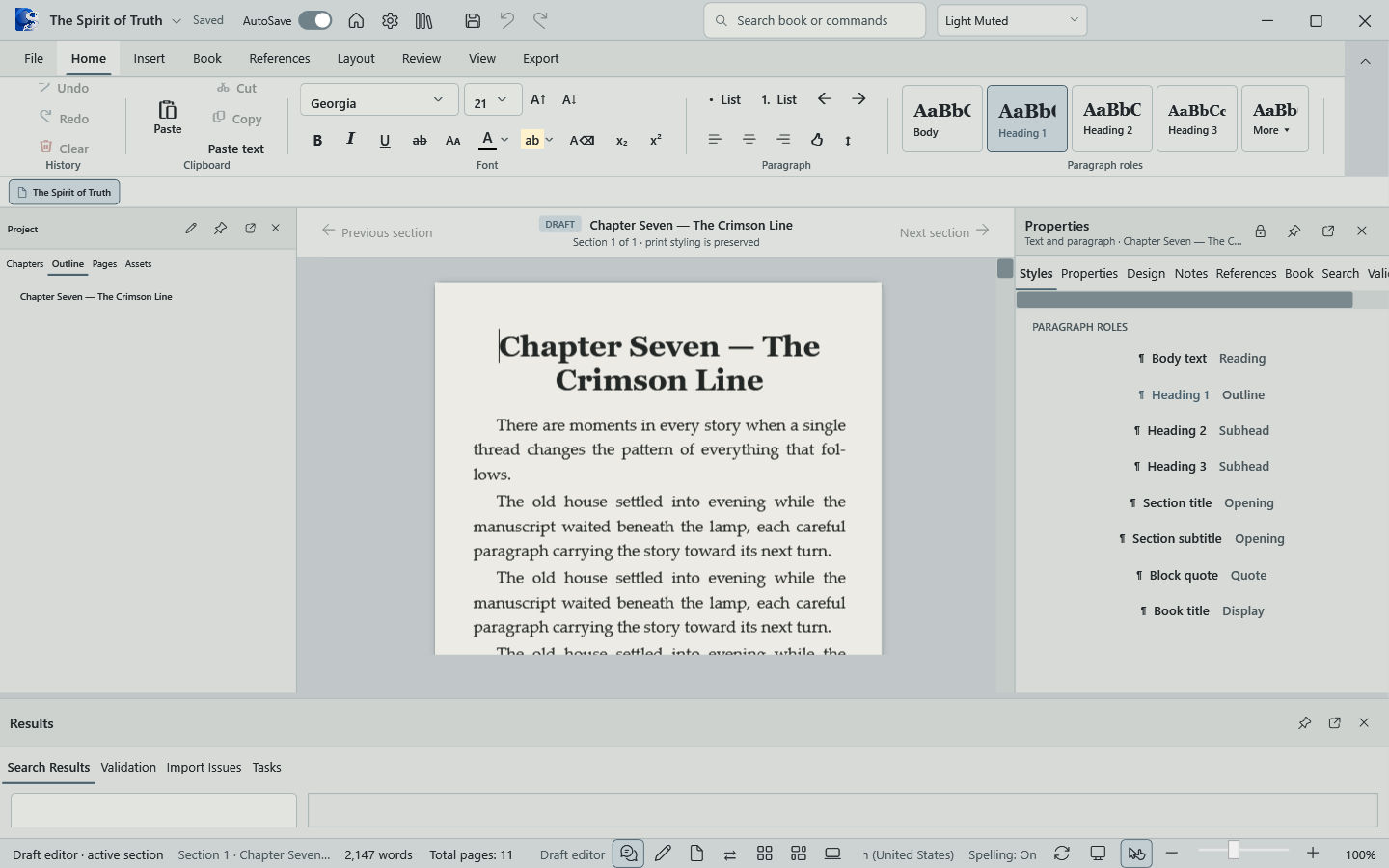 Current Oyama Scribe writing workspace and book preview